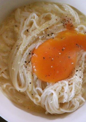 ちょうどいい濃厚さ☆そうめんカルボ-レシピのメイン写真