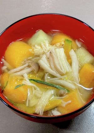 カボチャの皮入り、食品ロス削減の味噌汁-レシピのメイン写真
