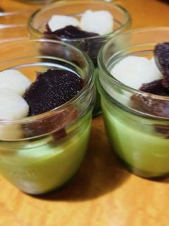 豆乳抹茶プリン〜豆腐白玉のせ〜-レシピのメイン写真