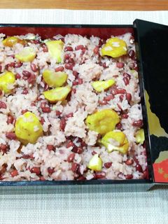 無水鍋で炊く 栗のお赤飯-レシピのメイン写真