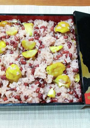 無水鍋で炊く　栗のお赤飯-レシピのメイン写真