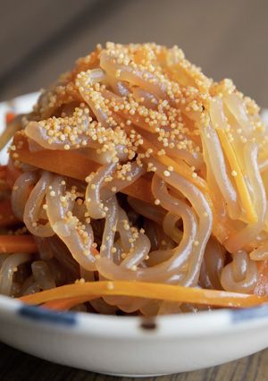 佐渡島の焼きふぐの子でチャプチェ風-レシピのメイン写真
