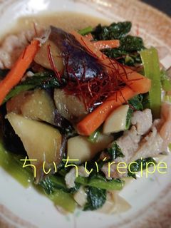 小松菜とナス・豚ロースの味噌炒め-レシピのメイン写真
