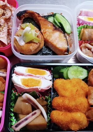 高校生息子、旦那、娘弁当(10/3)-レシピのメイン写真