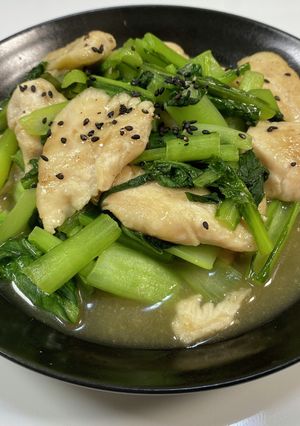 小松菜とササミのポン酢炒め-レシピのメイン写真
