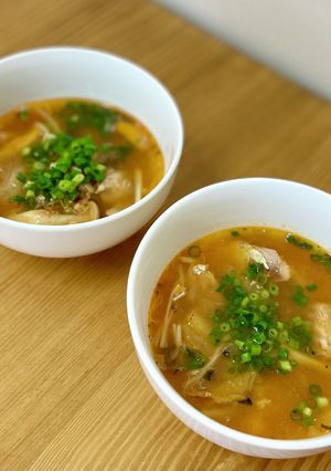 鯖缶とキムチのチゲスープ【ここから栄養士-レシピのメイン写真