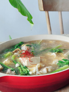 酸っぱ辛い♪豚玉肉豆腐☆パクチースープ鍋-レシピのメイン写真