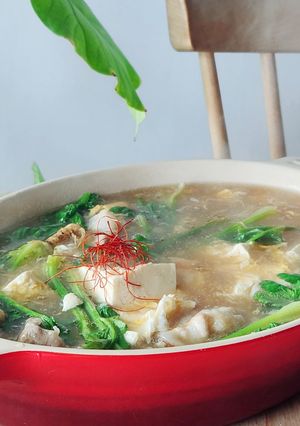 酸っぱ辛い♪豚玉肉豆腐☆パクチースープ鍋-レシピのメイン写真