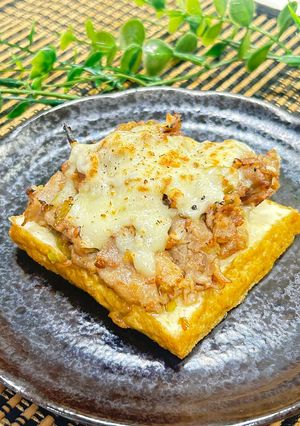 厚揚げの豚ねぎ塩チーズ焼き-レシピのメイン写真