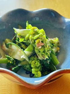 #春野菜〜菜花とぬか漬けきゅうりの和え物-レシピのメイン写真