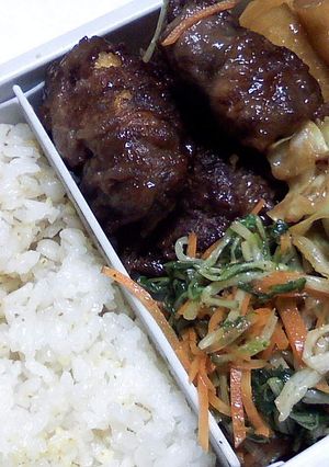 【弁当】牛巻き煮込みと水菜ナムル-レシピのメイン写真