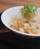 干貝柱と白ネギの炊き込みご飯