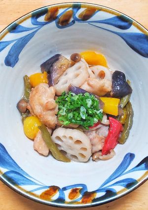 鶏肉の切り落としと秋野菜の甘酢あんかけ-レシピのメイン写真