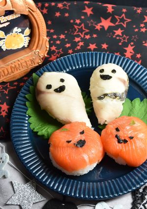 ハロウィンに！モンスター手まり寿司-レシピのメイン写真