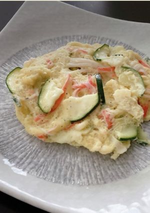 レンジで2分!カニカマのオープンオムレツ-レシピのメイン写真