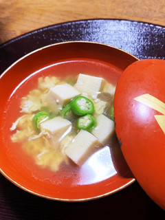 高野豆腐とオクラのかきたま汁-レシピのメイン写真