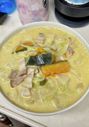 豆乳仕立てのかぼちゃのほうとう-レシピのメイン写真