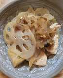 鶏肉とれんこんのピリ辛しょうゆ炒め