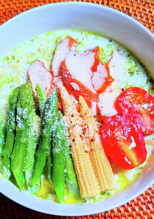豆乳ジェノベーゼらーめん-レシピのメイン写真