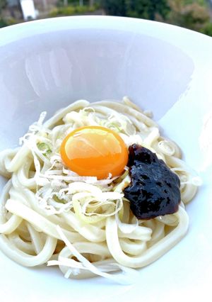 海苔佃煮の、釜玉うどん-レシピのメイン写真
