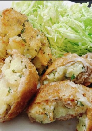 お腹満足!肉巻きコロッケ(揚げ焼き)-レシピのメイン写真