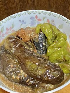 サバ缶で茄子と万願寺唐辛子の煮物-レシピのメイン写真