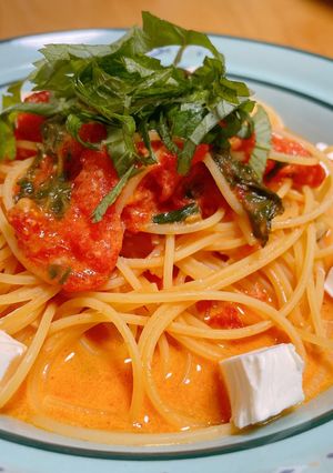 簡単！トマトと大葉のクリームパスタ-レシピのメイン写真