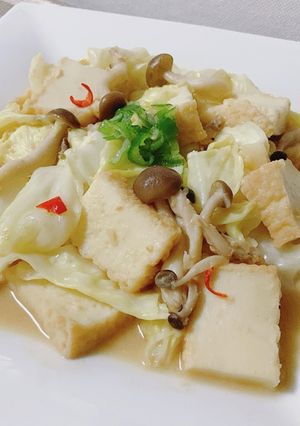 厚揚げとキャベツのにんにく味噌バター炒め-レシピのメイン写真