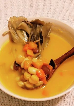 “食べるかぼちゃスープ&豆･きのこ入”-レシピのメイン写真
