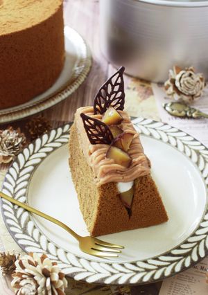 ほうじ茶シフォンケーキモンブラン-レシピのメイン写真