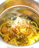 海老としめじのバジルクリームパスタ