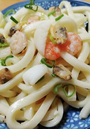 シーフードのボンゴレ白だし焼きうどん-レシピのメイン写真