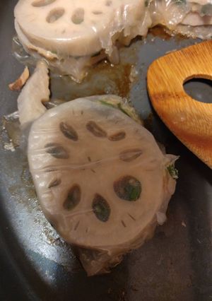 蓮根はさみ焼きが崩れない画一的な方法　-レシピのメイン写真