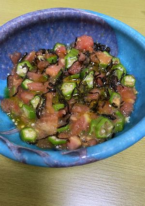 トマトとオクラの塩昆布あえ-レシピのメイン写真