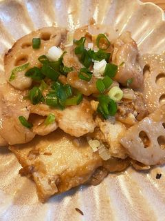 蓮根と厚揚げ、豚肉のあまから味噌炒め-レシピのメイン写真