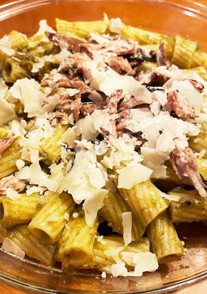 ピーマンのペーストとさんまでパスタ！-レシピのメイン写真