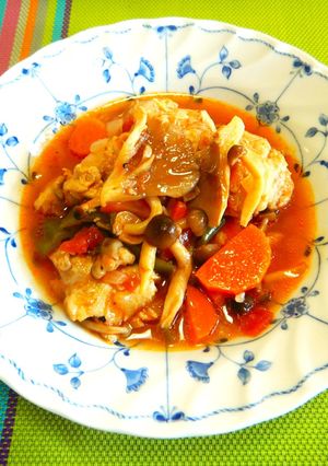 鶏とキノコのトマト煮・炒めて煮るだけ簡単-レシピのメイン写真