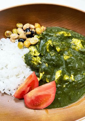 レンジで簡単！鶏ささみのほうれん草カレー-レシピのメイン写真
