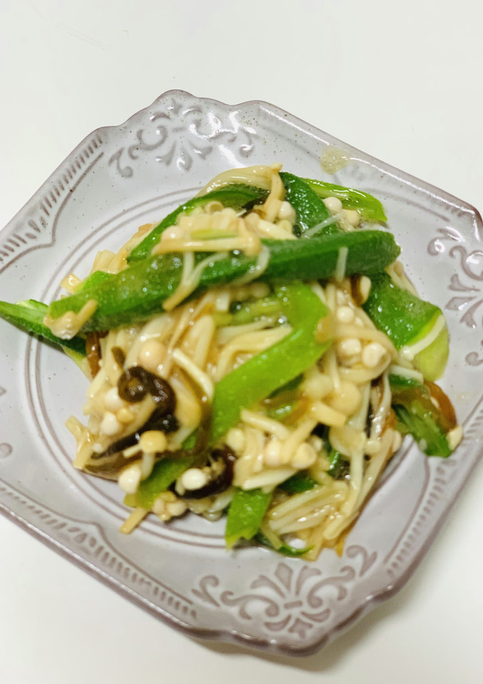 レンジで2分！オクラとえのきの塩昆布和え-レシピのメイン写真