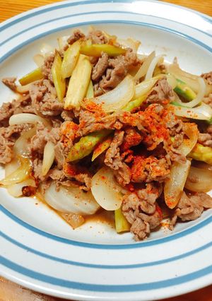 牛アスパラの甜麺醤炒め-レシピのメイン写真