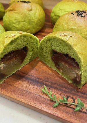 和スイーツ風栗の甘露煮と抹茶のあんぱん-レシピのメイン写真