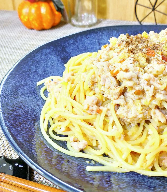 全部レンジで♪汁なし担々パスタ-レシピのメイン写真
