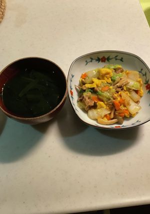 中華炒め、わかめスープ-レシピのメイン写真