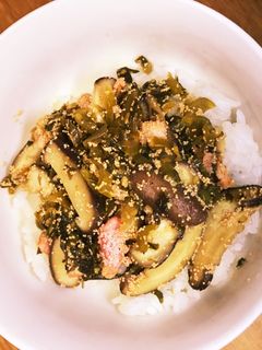高菜漬けとシイタケ焼きたらこのごま油炒め-レシピのメイン写真