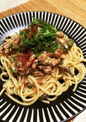 いわし缶で簡単！梅オクラパスタ-レシピのメイン写真