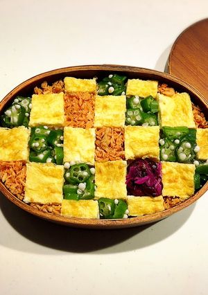 のっけ弁当2022.10.12市松模様-レシピのメイン写真