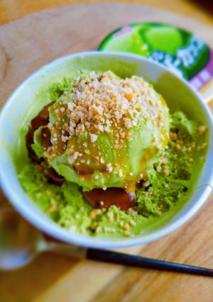 ♪抹茶アイスにピーナッツ粉と黒蜜～♪-レシピのメイン写真