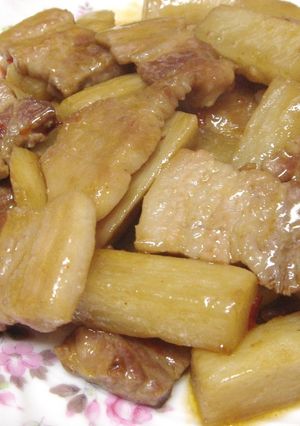 ピリ辛★厚切り豚バラ肉と長芋の照り煮-レシピのメイン写真