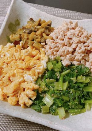4種の味が楽しめる鶏そぼろの四色丼-レシピのメイン写真