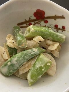 レンジで!いんげんと玉ねぎのごまマヨポン-レシピのメイン写真